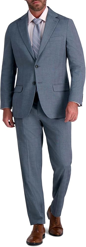 Haggar Men's Premium Stretch Tailored Fit Subtle Pattern Suit Separates-Pants and Jackets