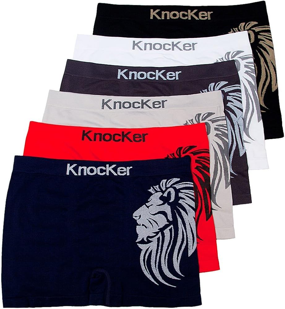 Knocker 6 Mens Microfiber Boxer Briefs Seamless Compression Underwear One Size