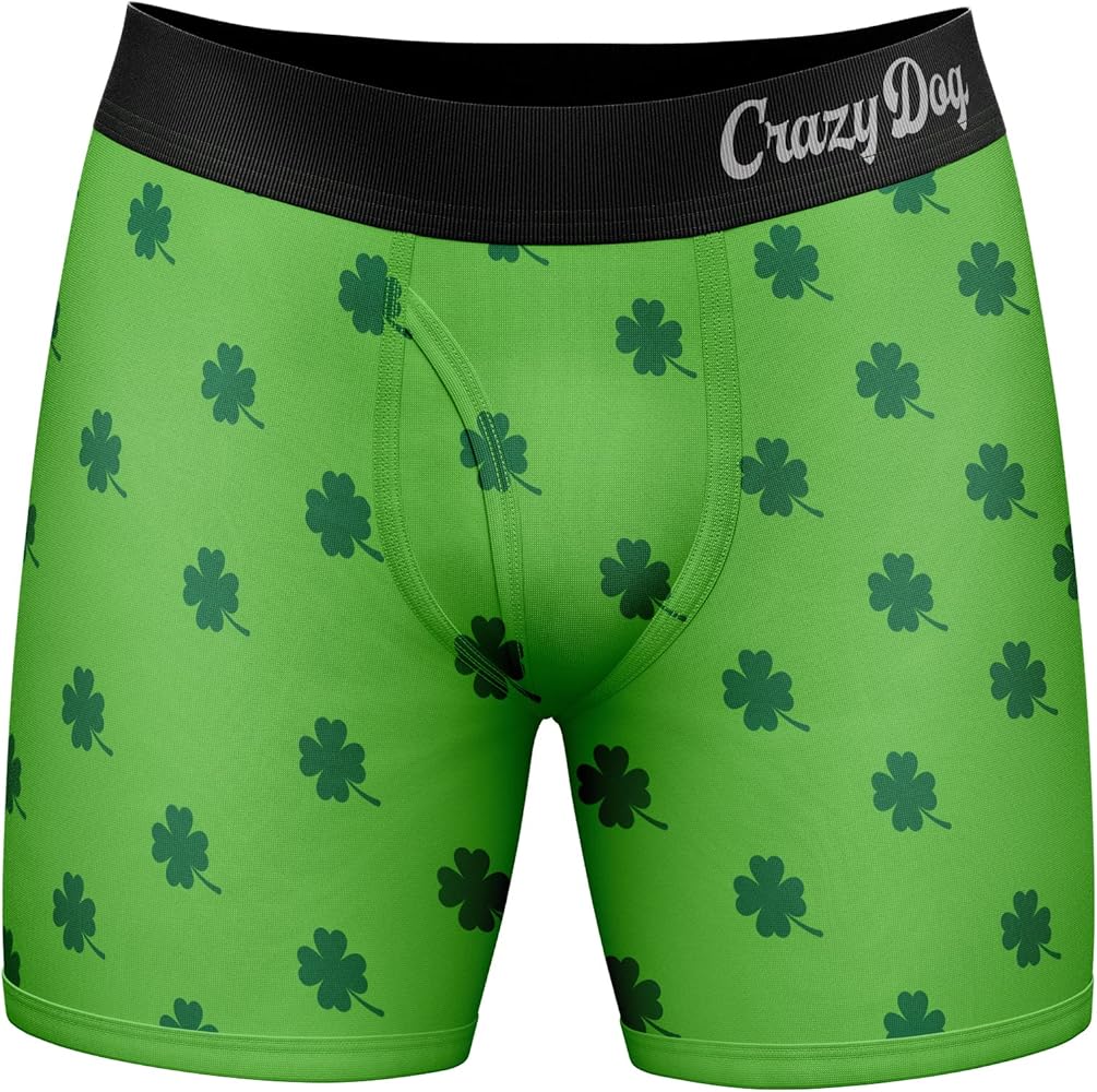 Crazy Dog T-Shirts Mens I Clover Shenanigans Boxers Funny St Patricks Day Saint Paddy Shamrock Graphic Underwear