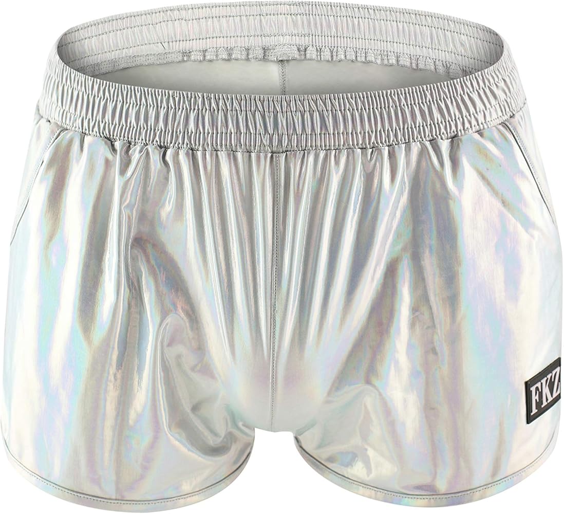 Men's Shiny Liquid Metallic Boxer Briefs Stage Performance Underpants