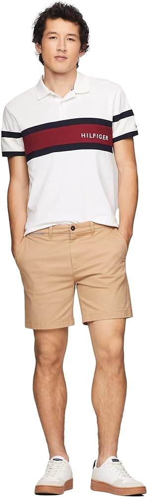 Tommy Hilfiger Men's Casual Stretch 7” Inseam Chino Shorts,Mallet, 32