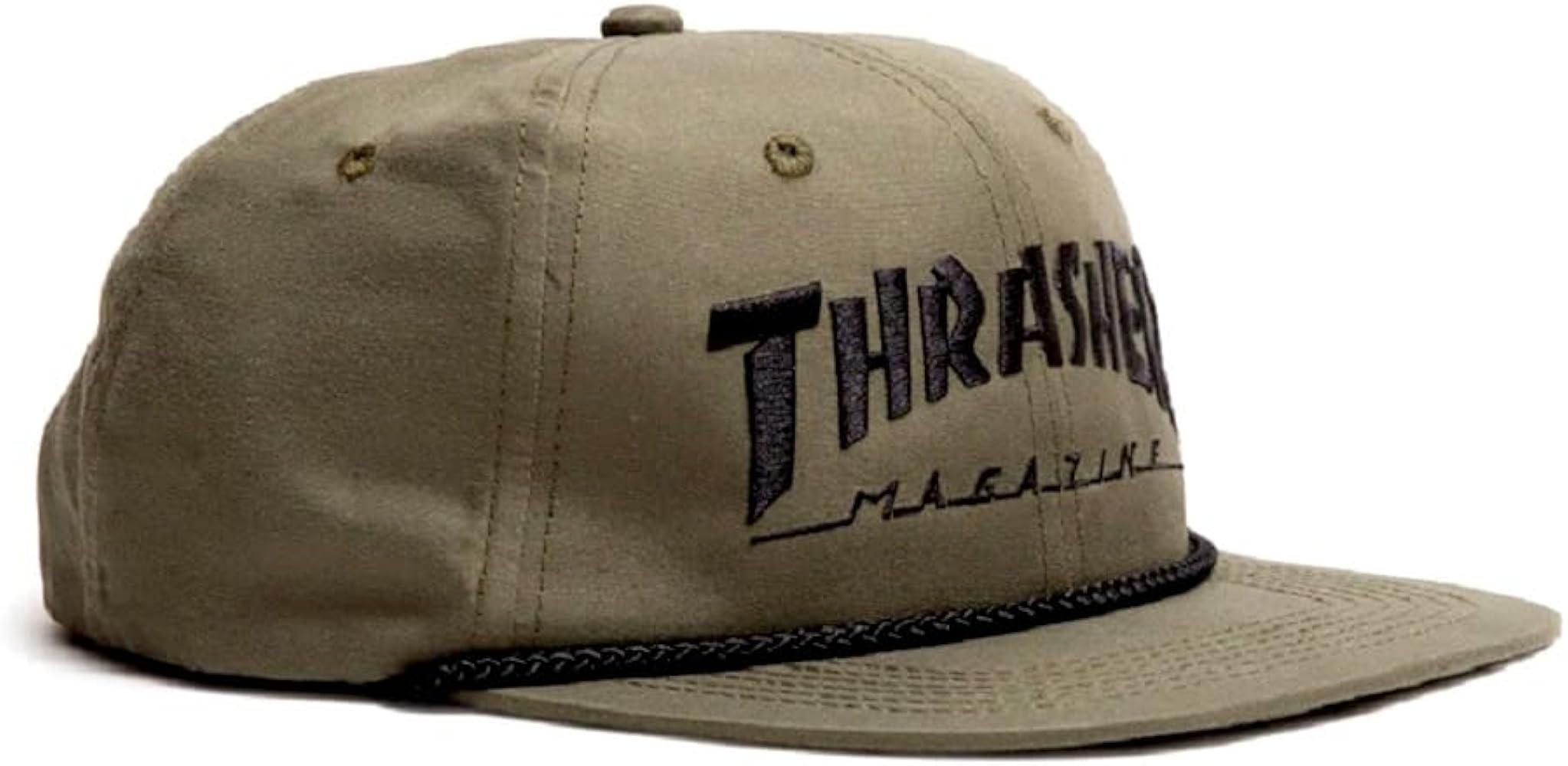 Spitfire Thrasher Skateboard Magazine Snapback Rope Skate Hat Olive/Black