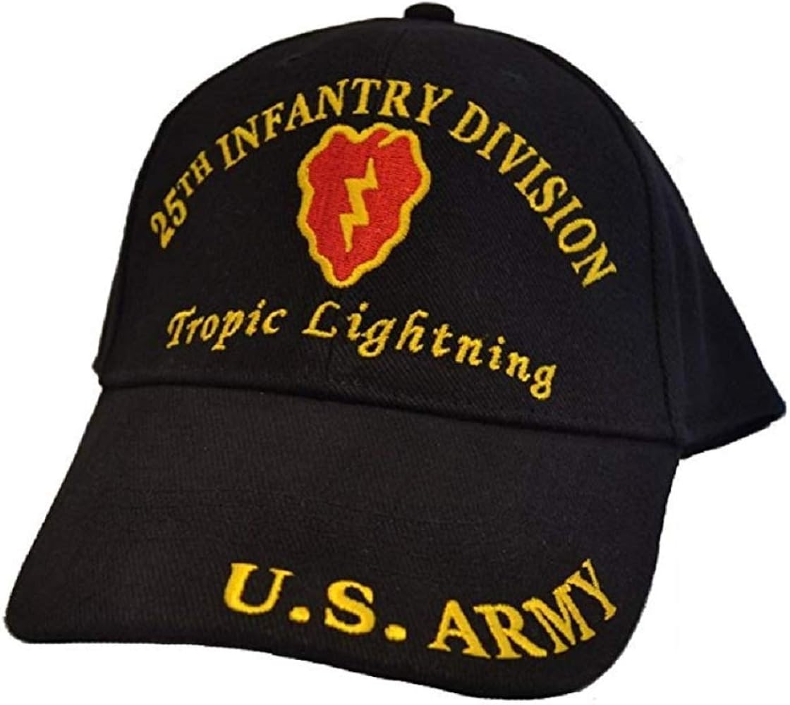 Moon US Army 25TH Infantry Division ID Tropic Lightning Embroidered Hat Cap Veteran Premium Quality Dad Hat for Men Women