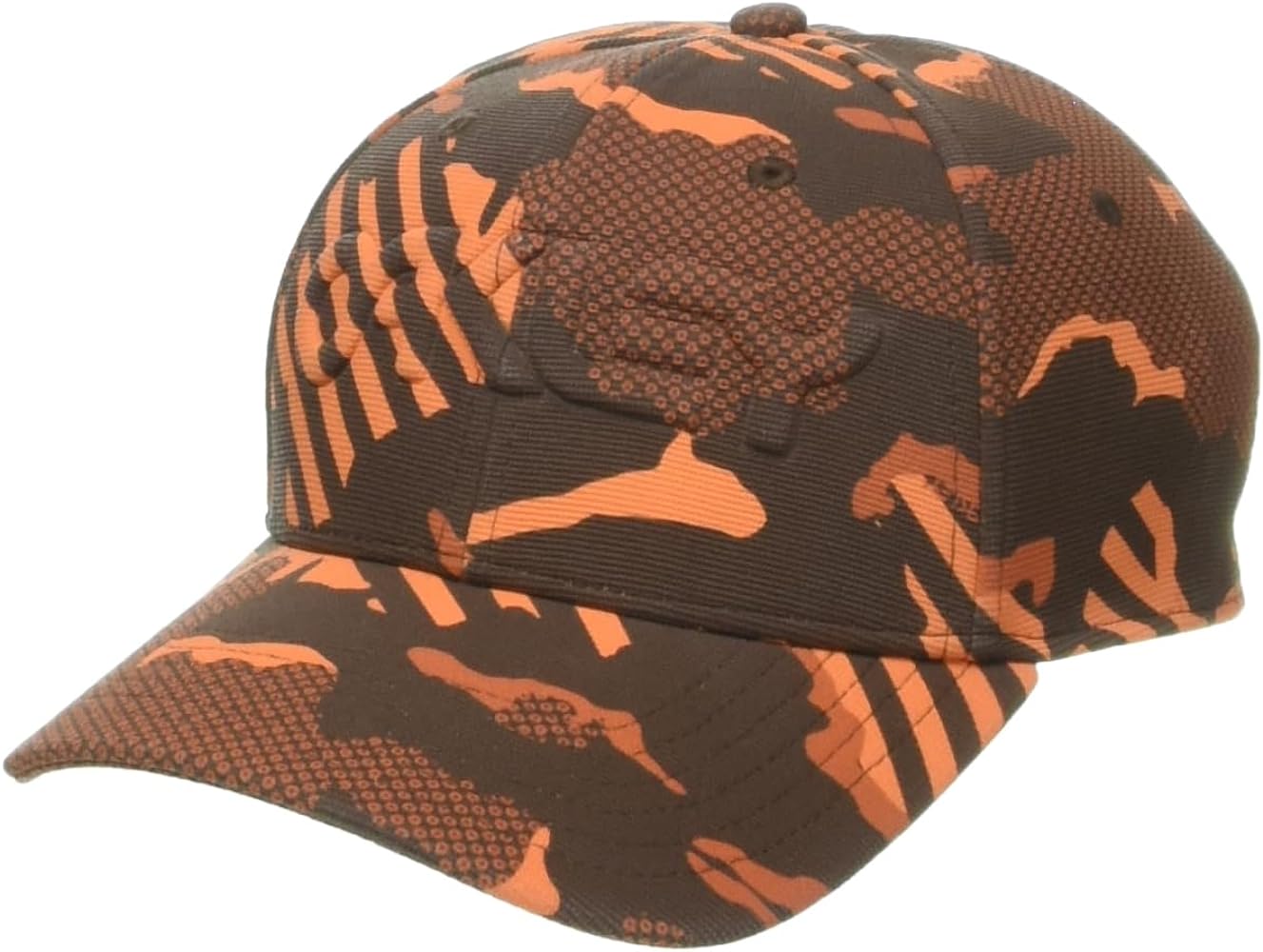 Oakley Men's 6 Panel Stretch Hat Embossed, Orange Stripe/Grip Camo, Small