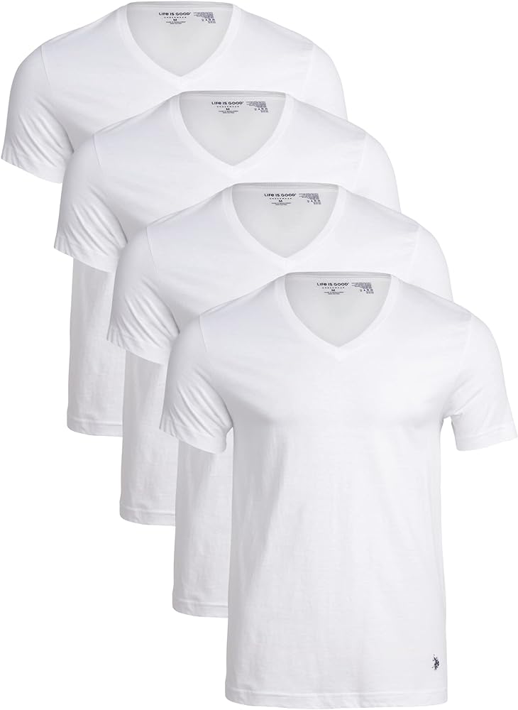 U.S. Polo Assn. Men's Undershirts - 4 Pack V Neck Undershirts for Men (S-XL)