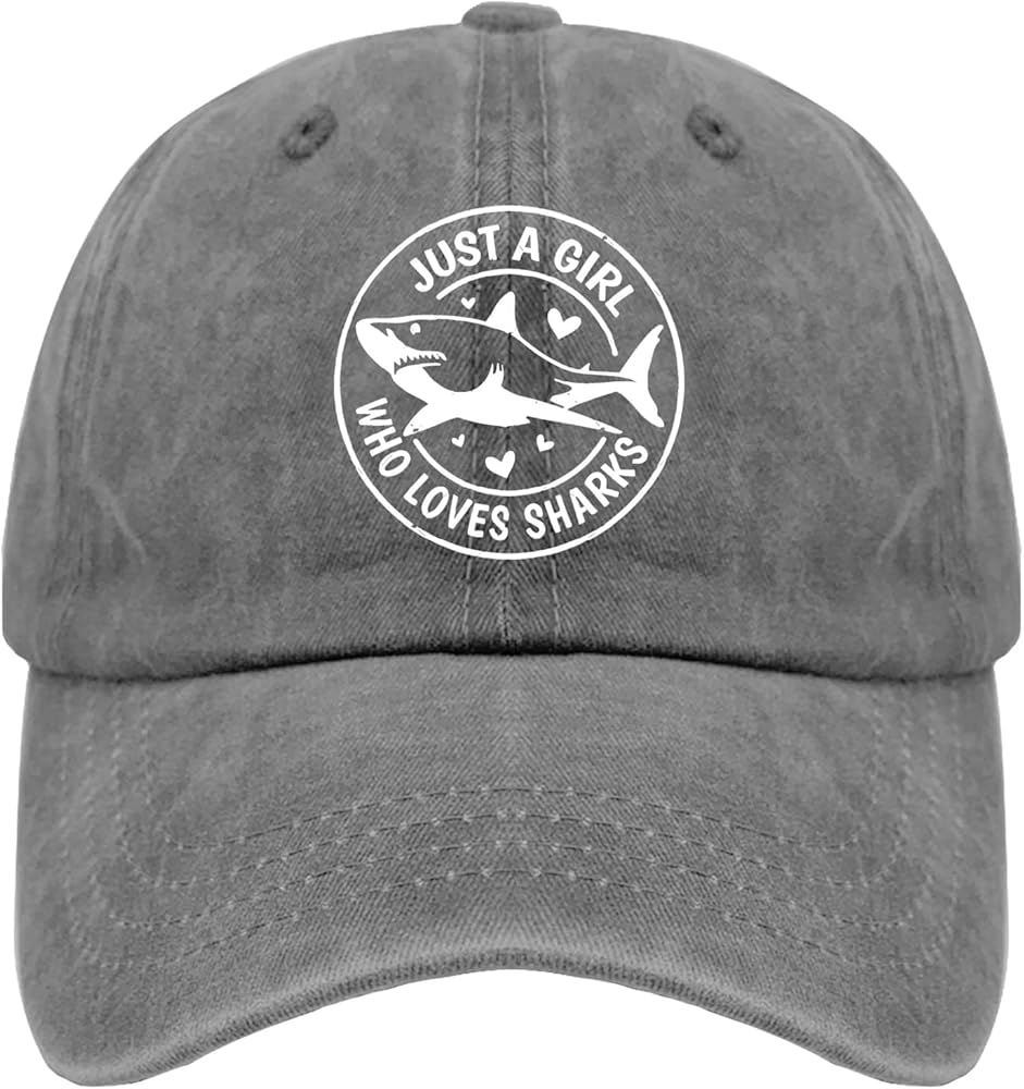 JUST A Girl WHO Loves Sharks 1 Golf Hat Mens Running Hat Pigment Gray Mens Golf Hat Gifts for Boyfriends Cycling