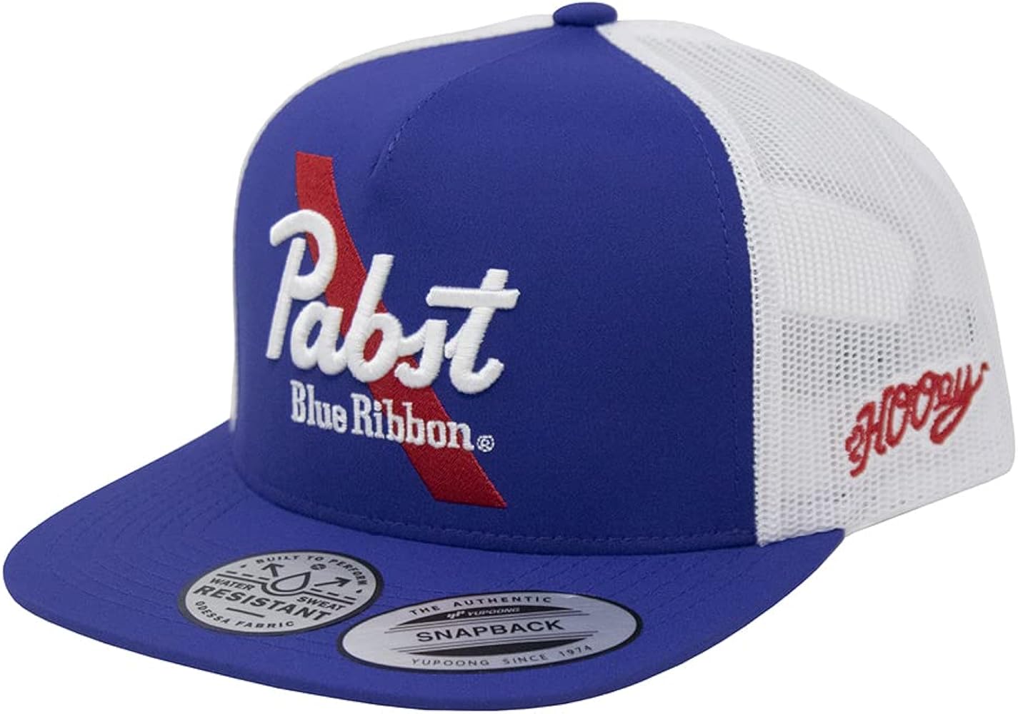 HOOEY Adjustable Snapback Mesh Back Trucker Hat (Blue/White Pabst 2275T)