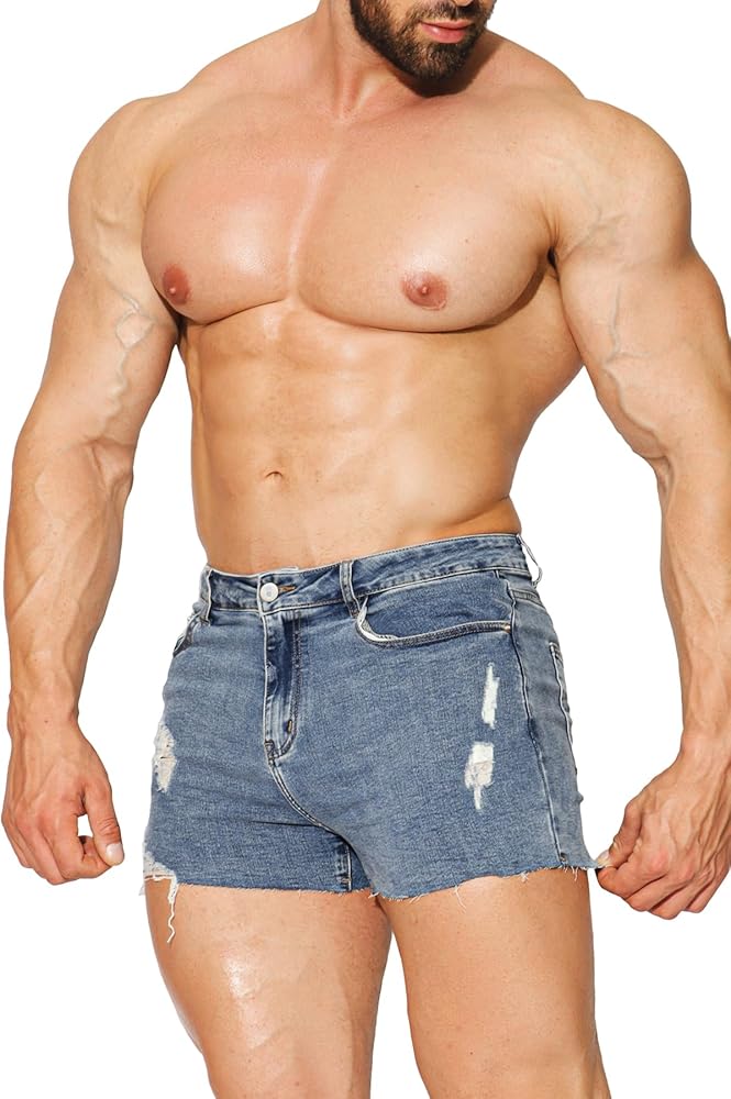 JJ Malibu Men's 3" Inseam Distressed Denim Jean Stretchy Casual Short Shorts