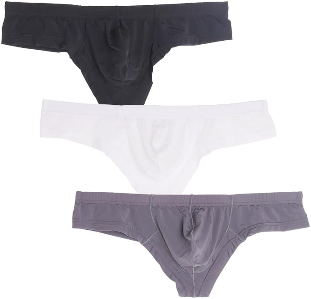 Men's Smooth Ice Silk Solid Color U Convex Pouch Boxer Shorts Underwear Half Back Panties