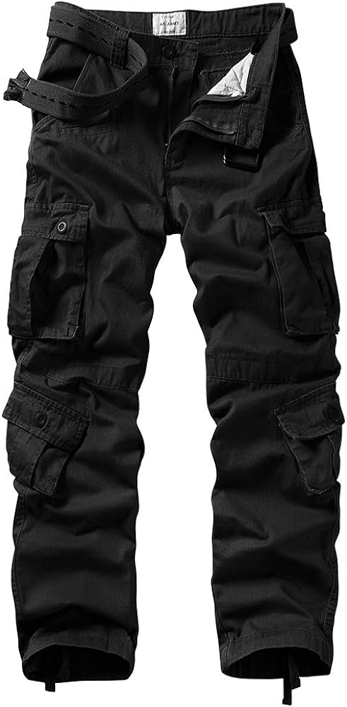 Cargo Pants for Men Cotton Camo Casual Pants Relaxed Fit Hiking Pants Men Work Pants with Multi-Pocket