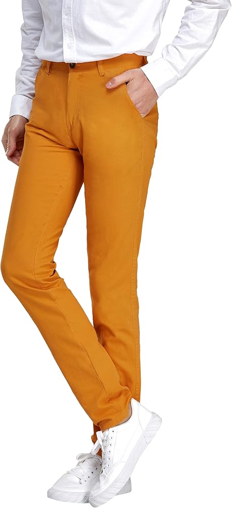 Men's Casual Trousers Straight Fit Pants with Pocket Flat Front Dress Pants (Our Size Runs Small, PLZ Order Tow Size Up)