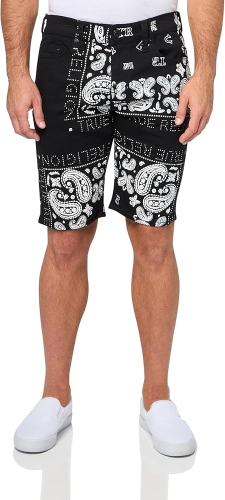 True Religion Men's Ricky Sn No Flap 1/2" Shorts-Discharge Bandana