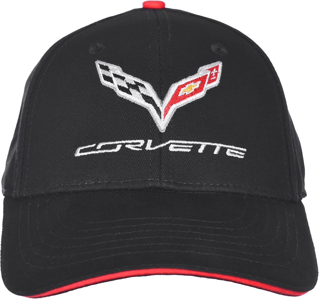 JH DESIGN GROUP Men's Chevy Corvette C7 Logo Cap Adjustable Black Hat