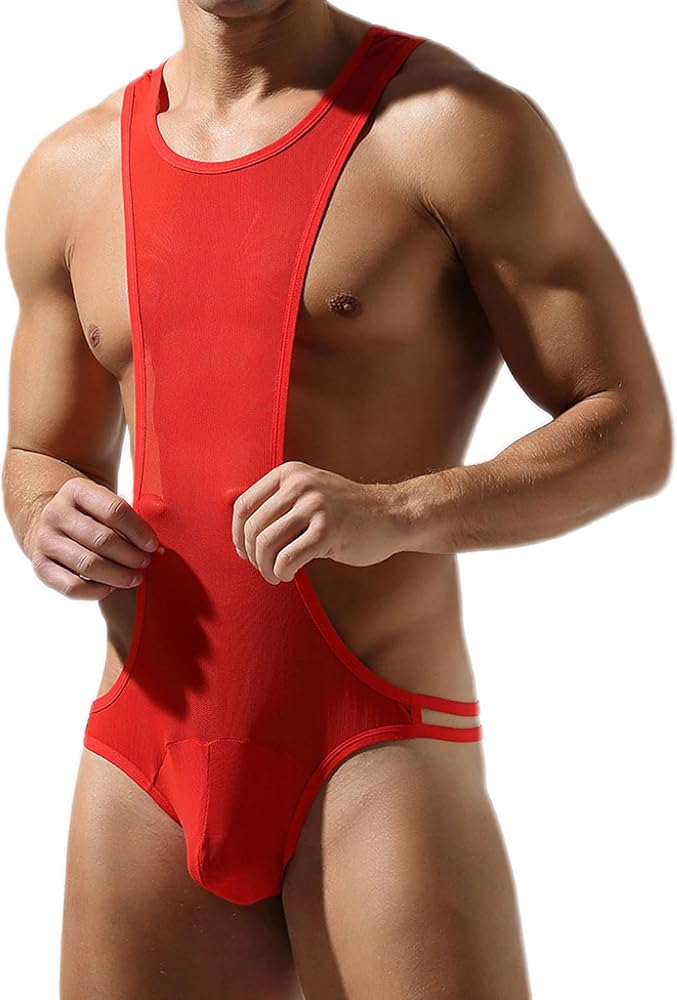 JOCKMAIL Men's Sexy Leotard Bodysuit Thong Hanging Neck Integrated Jumpsuit Underwear Thong Underwear Swimsuit Swimwear