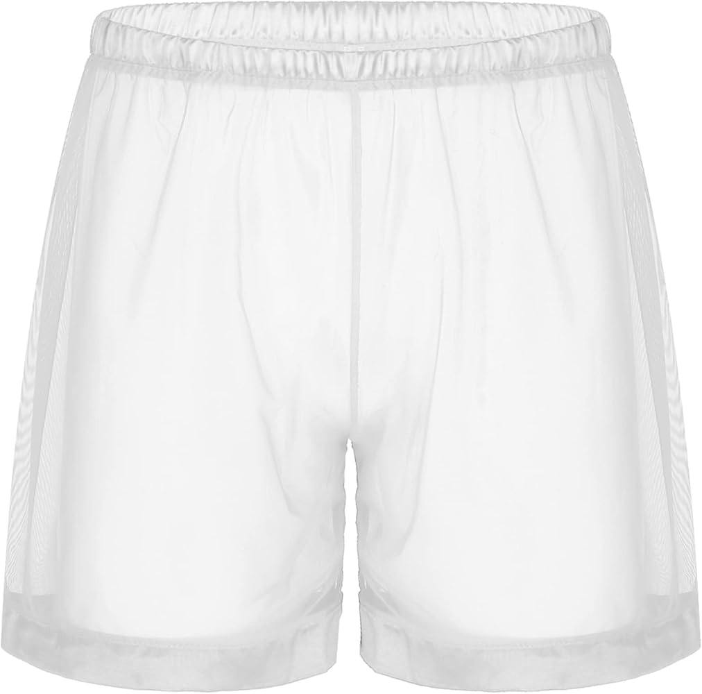 Men's Mesh See-Through Loose Fit Boxer Shorts Stretch Underwear Summer Beachwear