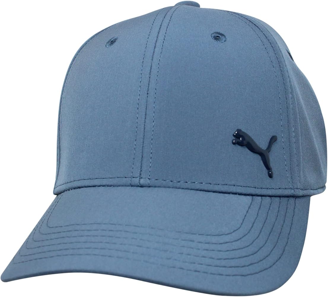 PUMA Evercat Alloy Mesh Stretch Fit Baseball Cap, Grey/Blue, Small-Medium US