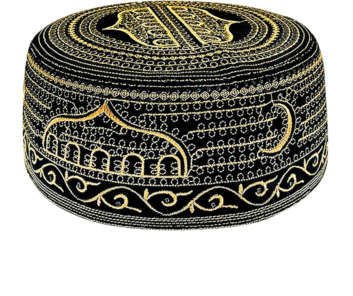 Islamic Men Prayer Kufi Hat Muslim Arabian Embroidered Skull Cap Arab Indian Religious Praying Cap Ramadan Eid Gift