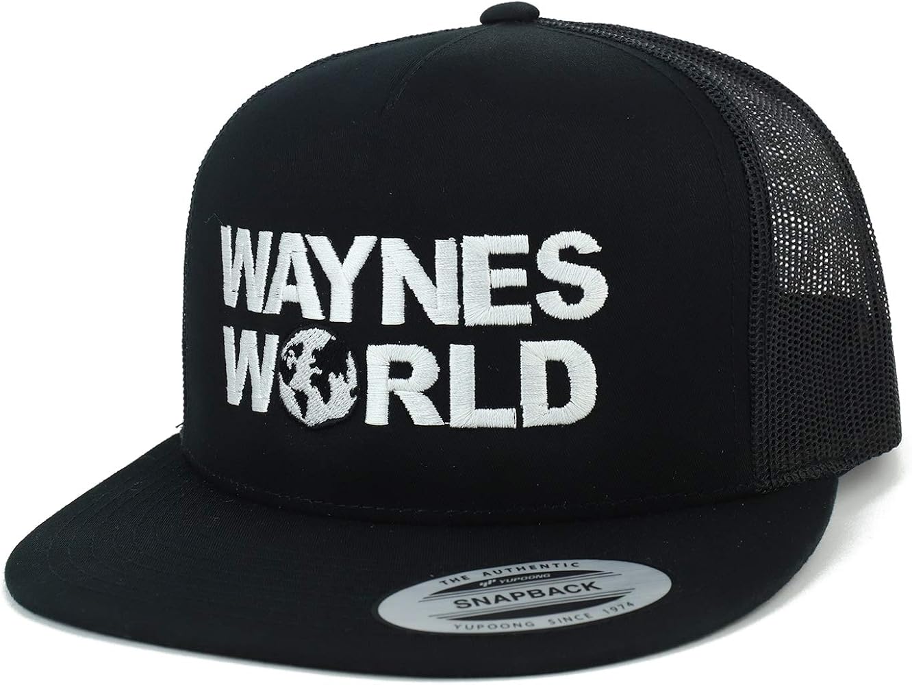 Flexfit Oversize XXL Wayne's World Embroidered 5 Panel Flatbill Snapback Mesh Cap