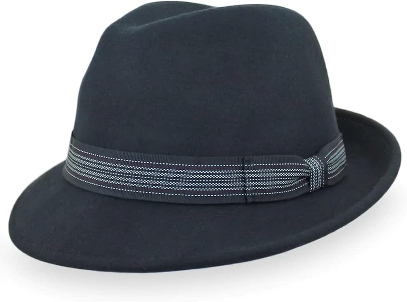 Belfry Trilby Men/Women Snap Brim Vintage Style Dress Fedora Hat 100% Pure Wool Felt in Black, Grey, Navy, Brown and Pecan (XLarge, BlackStr)