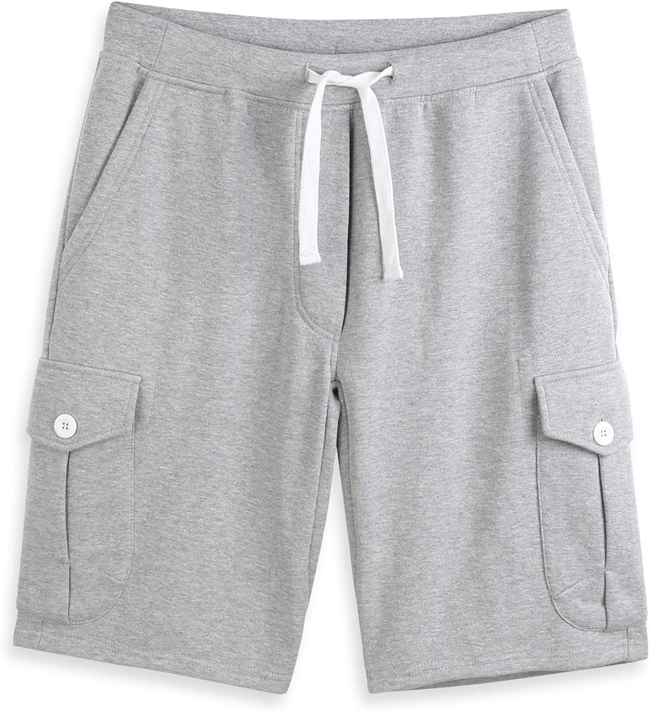 Men's Classic-Fit 5-Pockets Cargo Short Cotton Elastic Fleece Active Sports Gym shorts