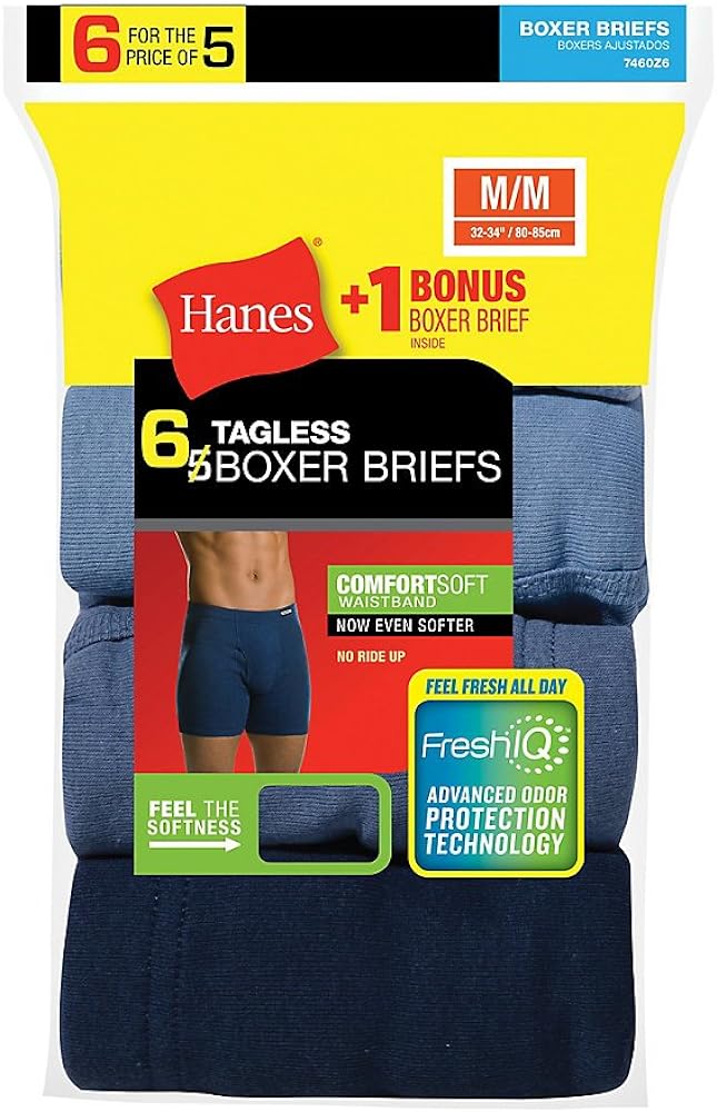 Hanes 7460Z6 Mens Boxer Brief ComfortSoft Waistband 6-Pack