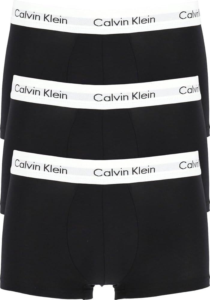 Calvin Klein Cotton Stretch Low Rise Trunk (3 Pack) (Medium (32-34"), Black)