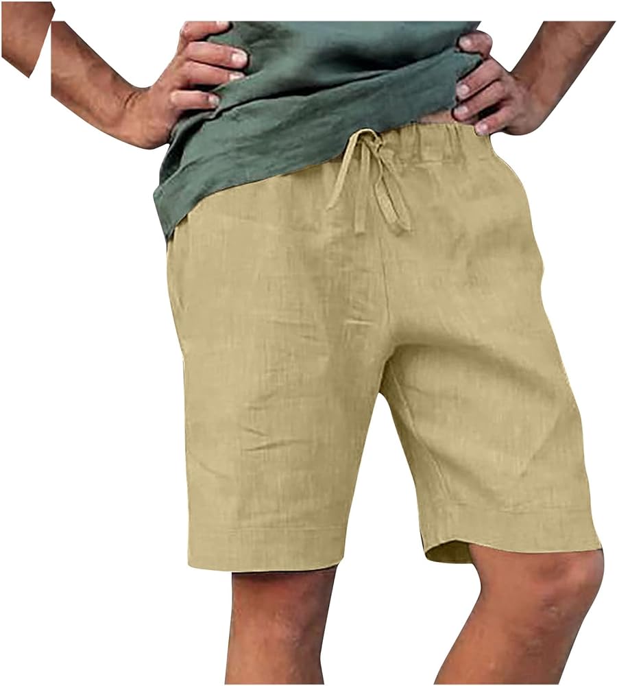 Big and Tall Shorts Natural Pants Contemporary Comfortable Quality Soft Pocket Solid Color Shorts Men's Cargo