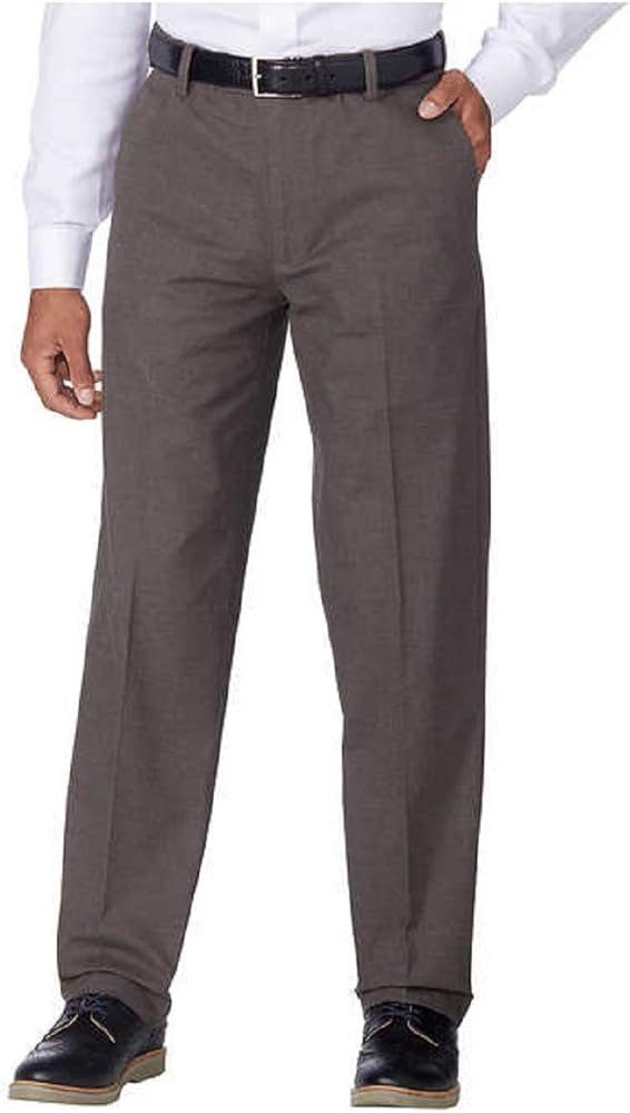 Kirkland Signature Men’s Non-Iron Comfort Pant with Expander Waist (Brown Fancy, 40x30)