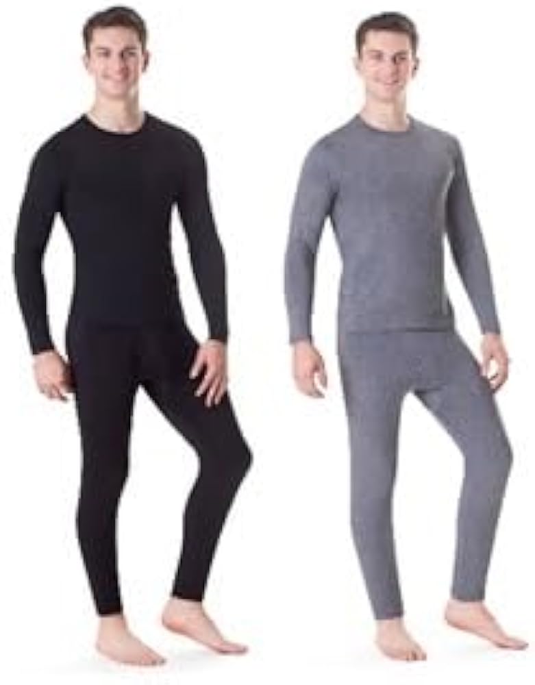 Rocky Thermal Underwear for Men Two Pack Size X-Large Black and Melange Grey