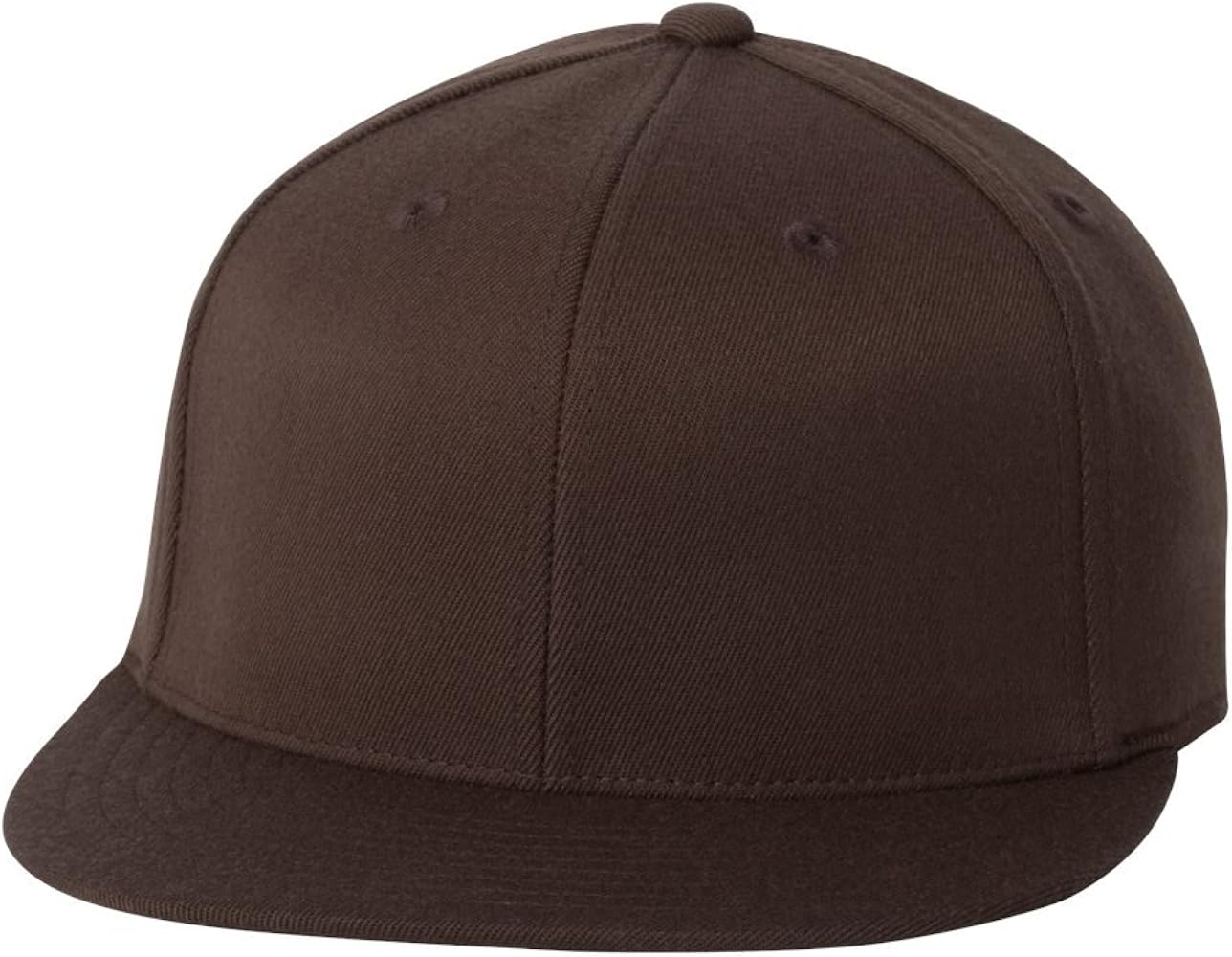 Original Blank Flexfit Flatbill Premium Fitted 210 Hat Cap Flex Fit Flat Bill Large/Xlarge - Brown