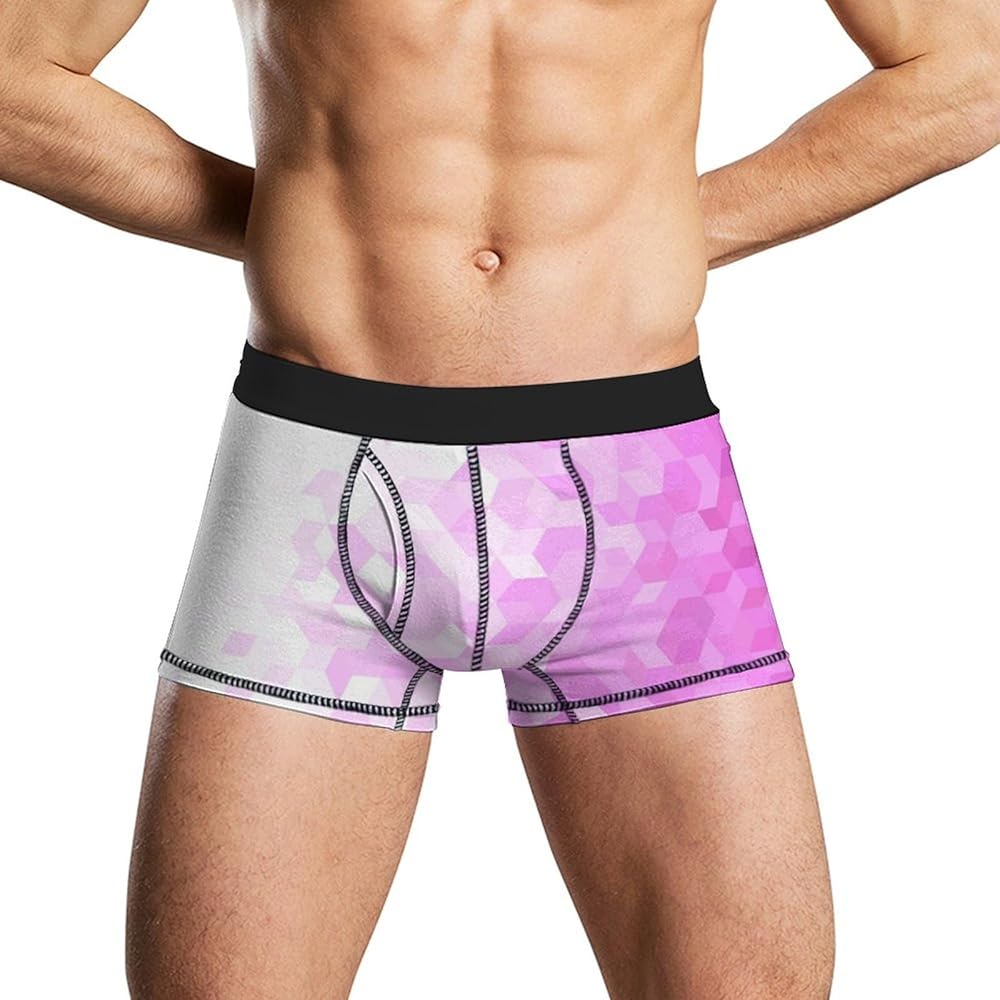 Pink Diamond Pattern Men's Boxer Briefs Soft Lightweight Underwear Stretch Trunks