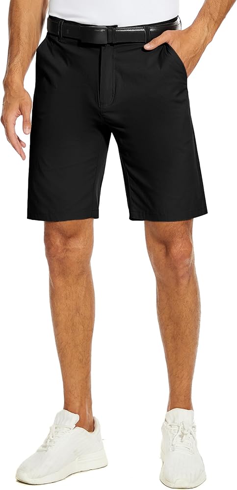 PULI Men's Golf Shorts 10 Inch Inseam Stretch Dress Lightweight Quick Dry Waterproof Casual Shorts with Pockets