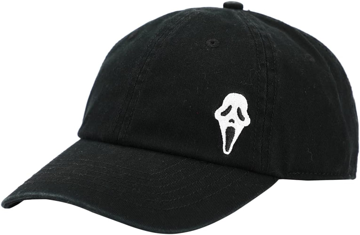 Bioworld Ghostface Dad Plain Embroidered Patch Hat with pre-Curved Bill for Men, Black