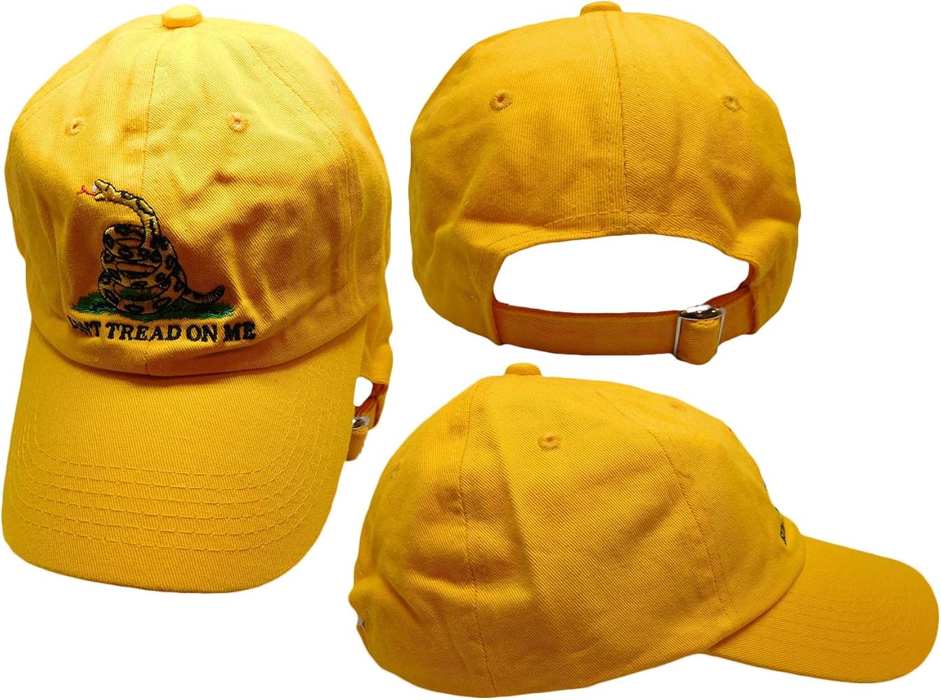 Embroidered WASHED Style Gadsden Dont Tread on Me Tea Party Yellow Hat Cap