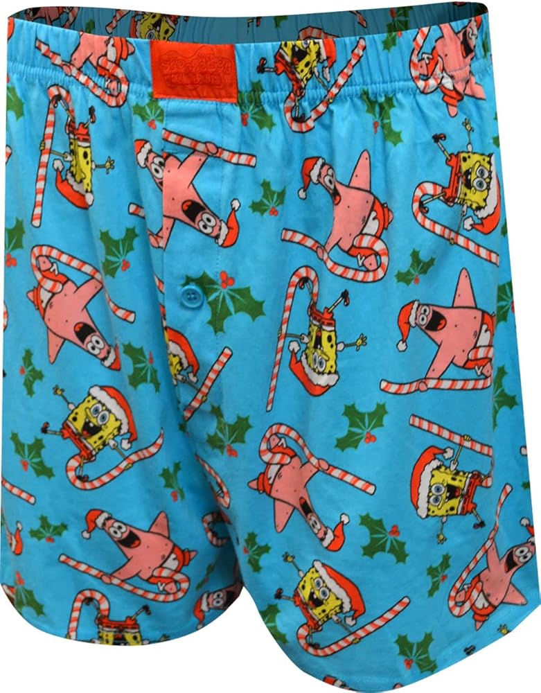 Mens SpongeBob and Patrick Merry Christmas Boxer Shorts