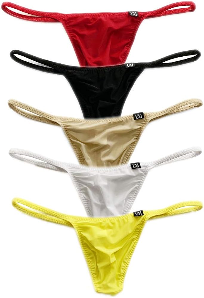 Men's Cheeky Underwear Mens Pouch Bikini Panties Sexy Thongs 5 Pack