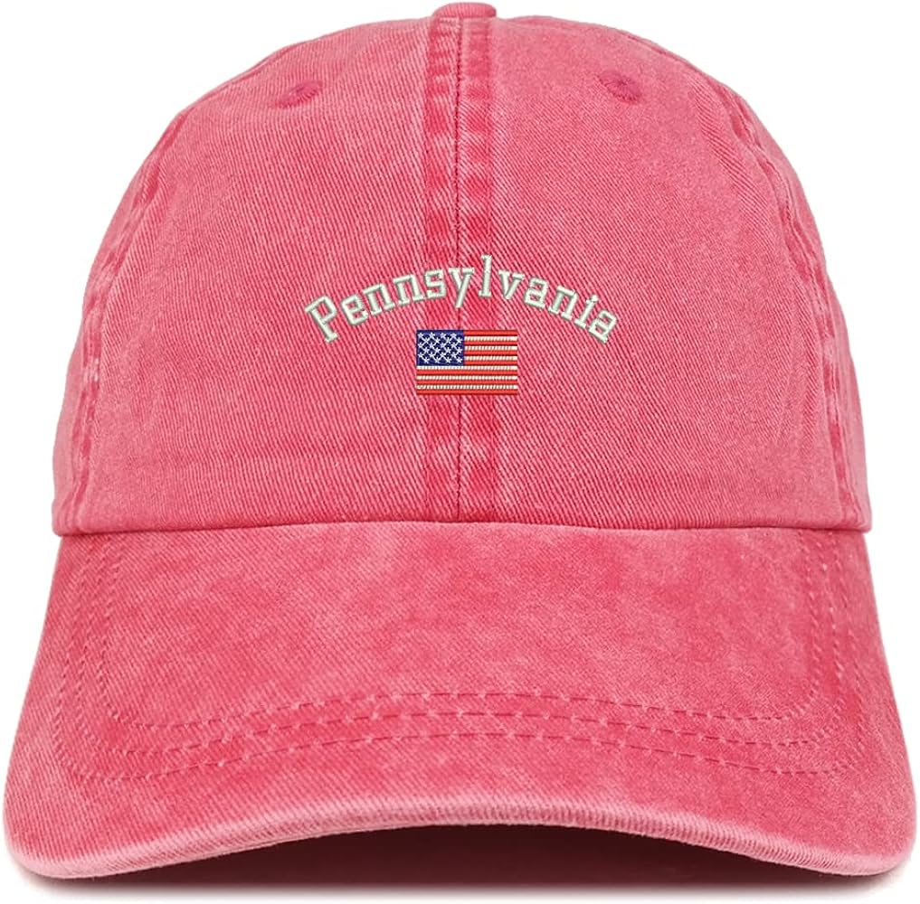 Trendy Apparel Shop Pennsylvania USA Flag Pigment Dyed Washed Baseball Cap