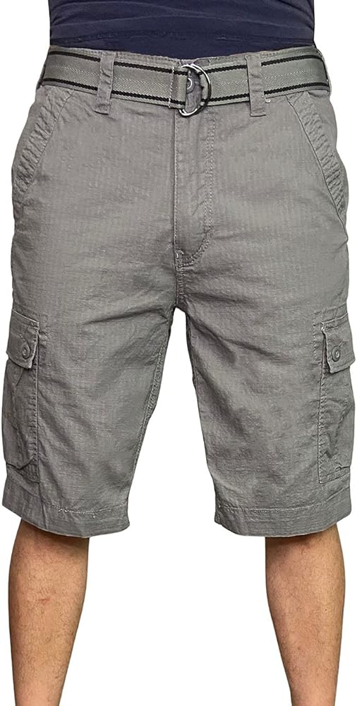 Wearfirst Men's Stretchy Belted Cargo Shorts with Mesh Pocket Lining (Slate Gray, 40)