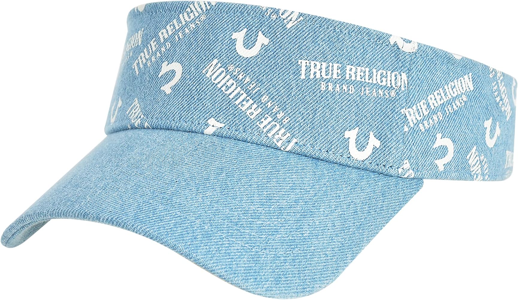 True Religion Hat, Cotton Denim Sun Visor Cap with Horseshoe Logo