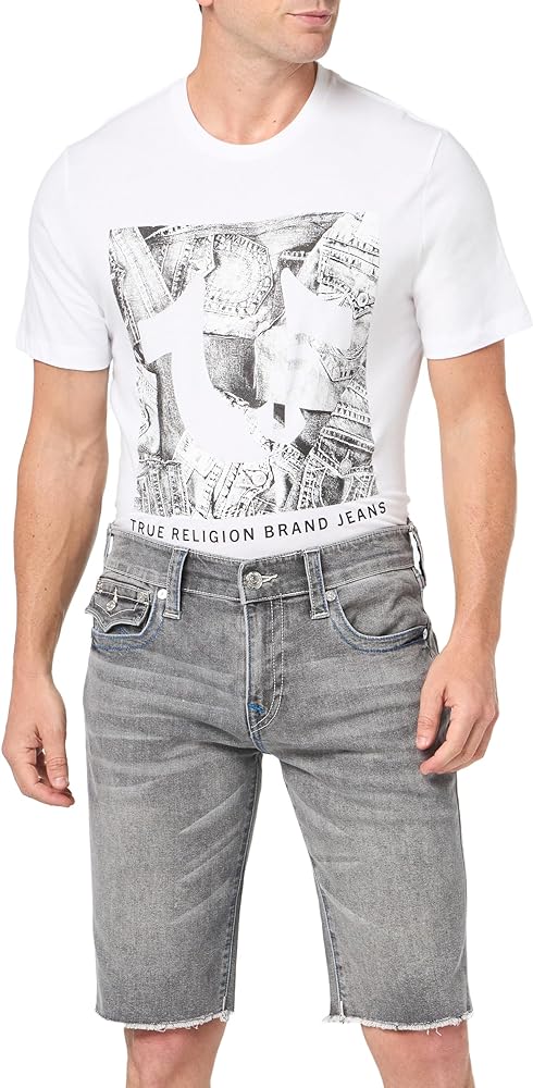 True Religion Men's Rocco Sn Flap Short Frayed Hem