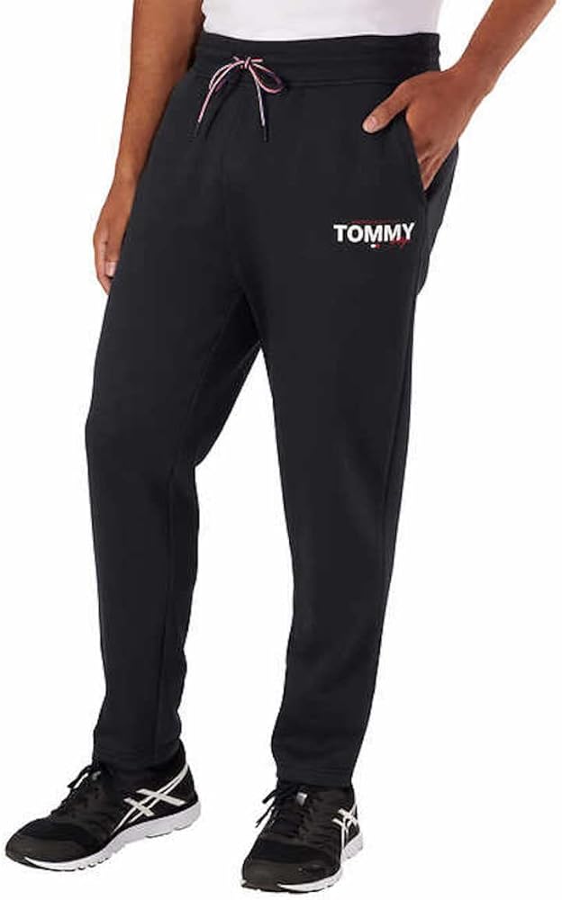 Tommy Hilfiger Men's Logo Jogger Pant with Pockets (as1, Alpha, s, Regular, Regular, 001 Jet Black)