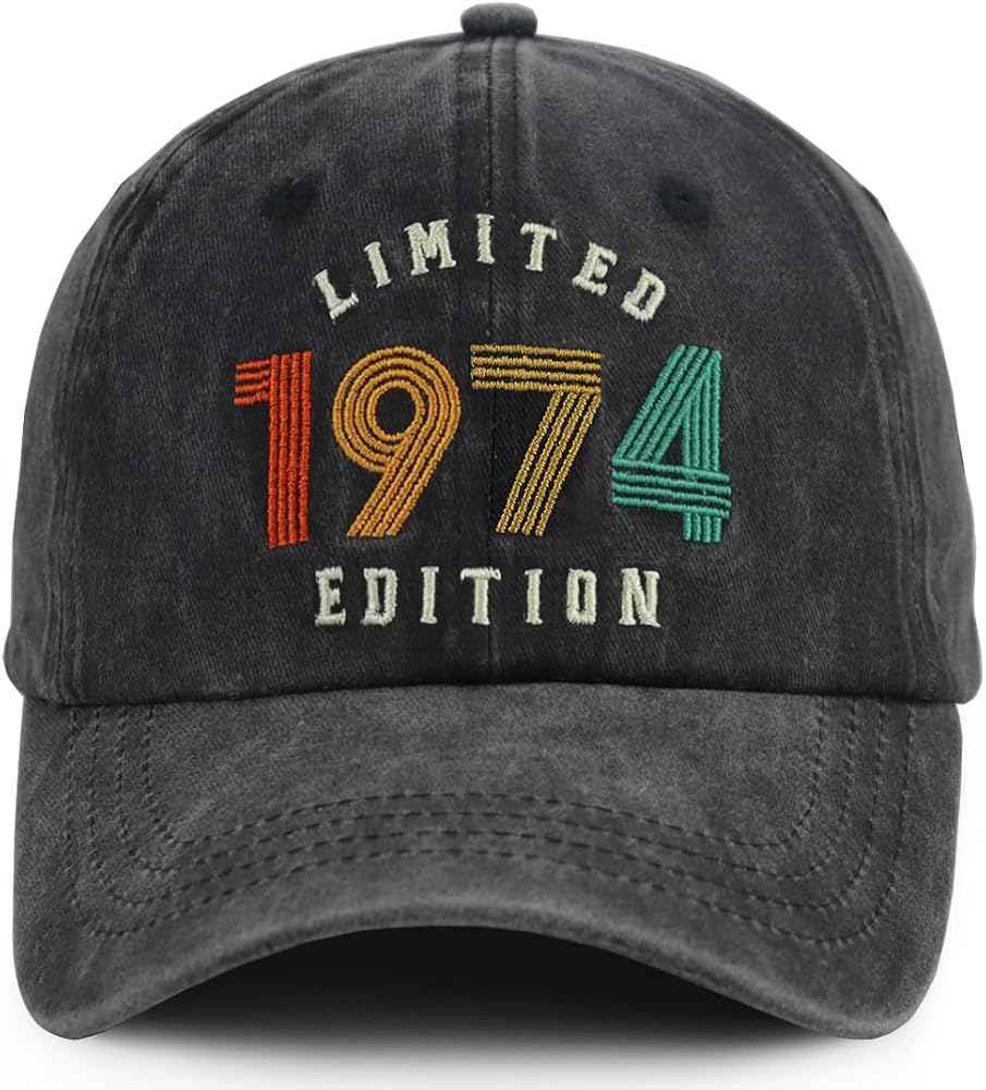 Limited 1974 Edition Baseball Cap for Men Women, Embroidered Adjustable Cotton 50th Birthday Party Decorations Hat