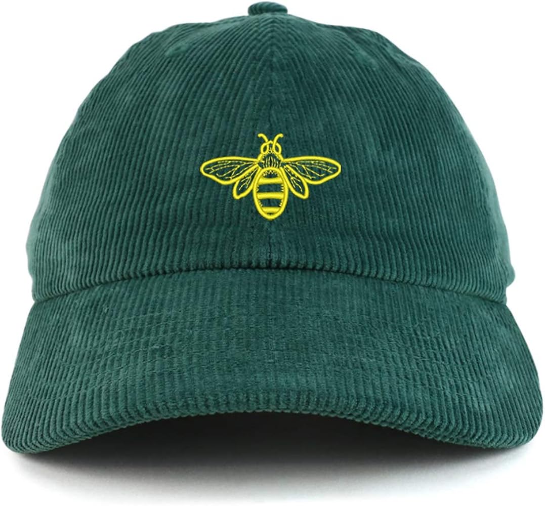 Trendy Apparel Shop Bee Embroidered Cotton Corduroy Unstructured Baseball Cap