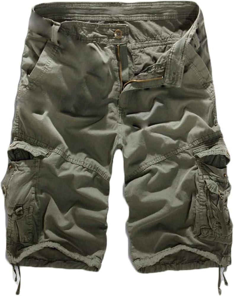 Andongnywell Men's Casual Camo Ripstop Cargo Short Trousers Relaxed Fit Outdoor Camouflage Casual Shorts with Pockets