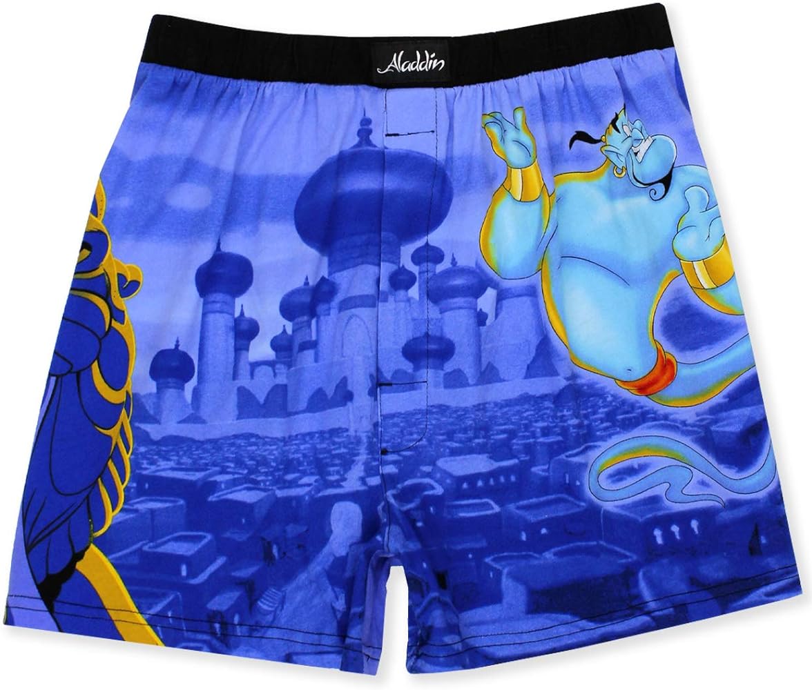 Disney Aladdin Genie Jafar Mens Briefly Stated Boxer Lounge Shorts