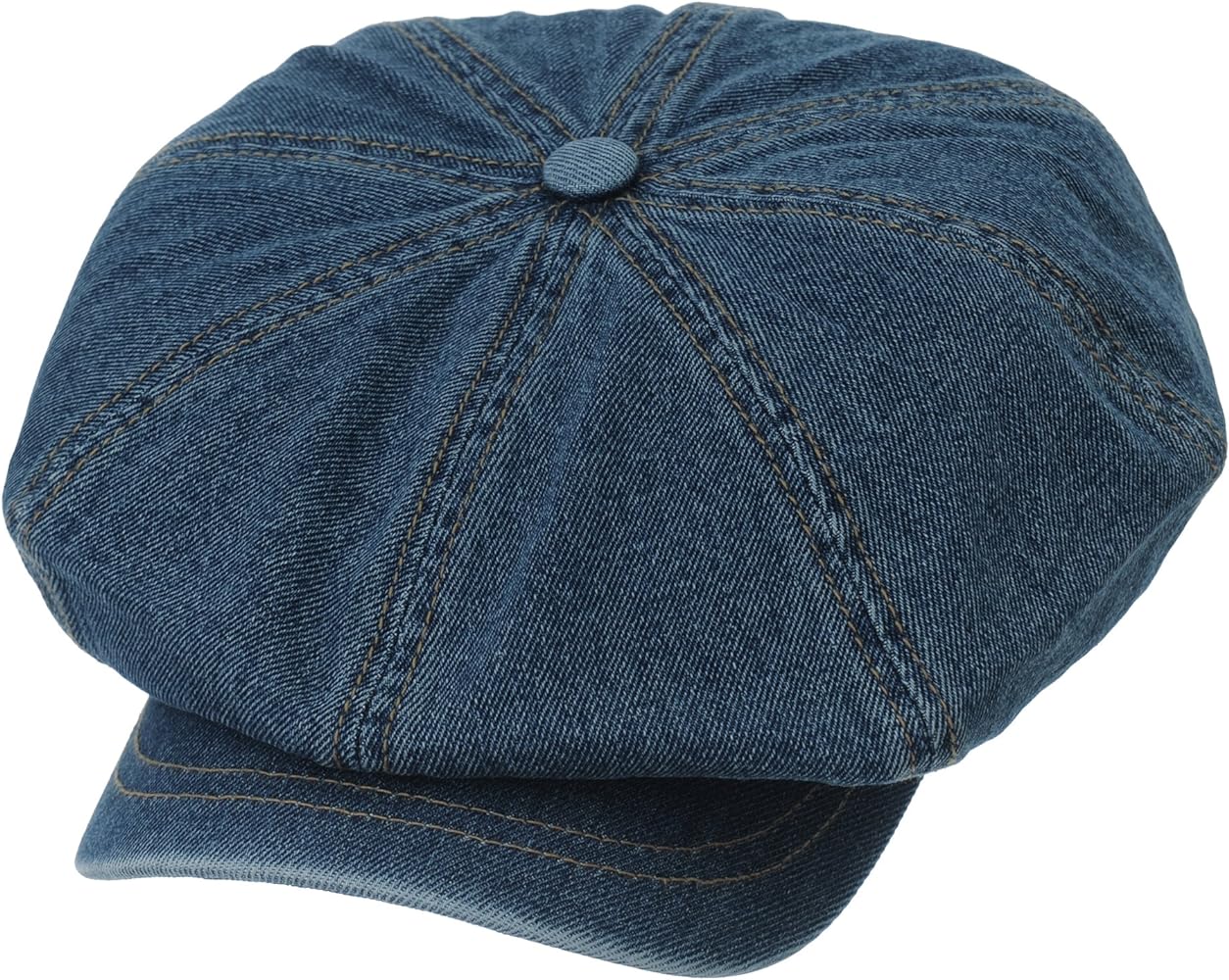 WITHMOONS Baker Boy Flat Cap Stitchy Beret Washed Denim Jean Hat DW3834