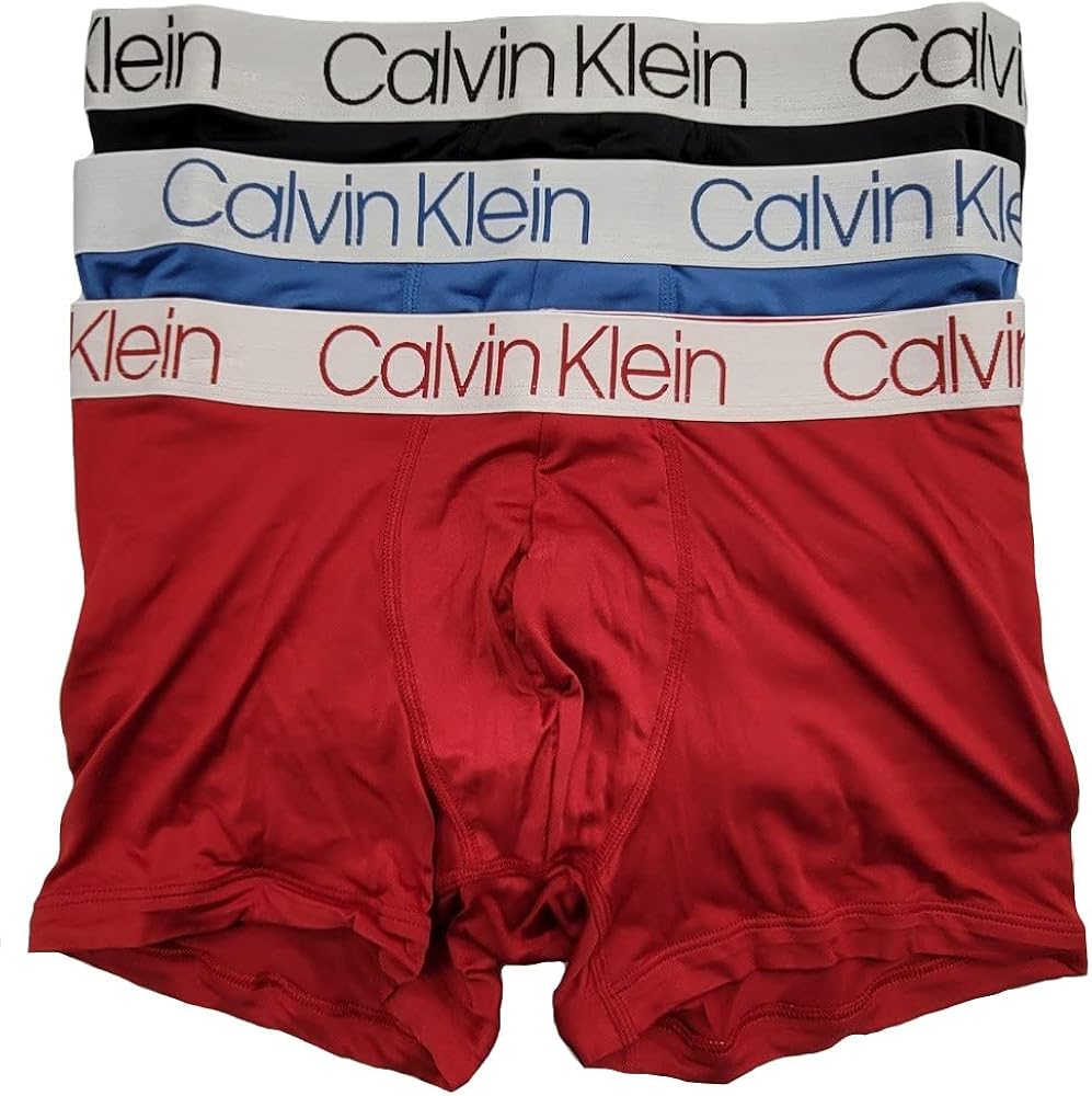 Calvin Klein Men's Microfiber Trunk - NP22130 (Black/Blue/Red, Large)