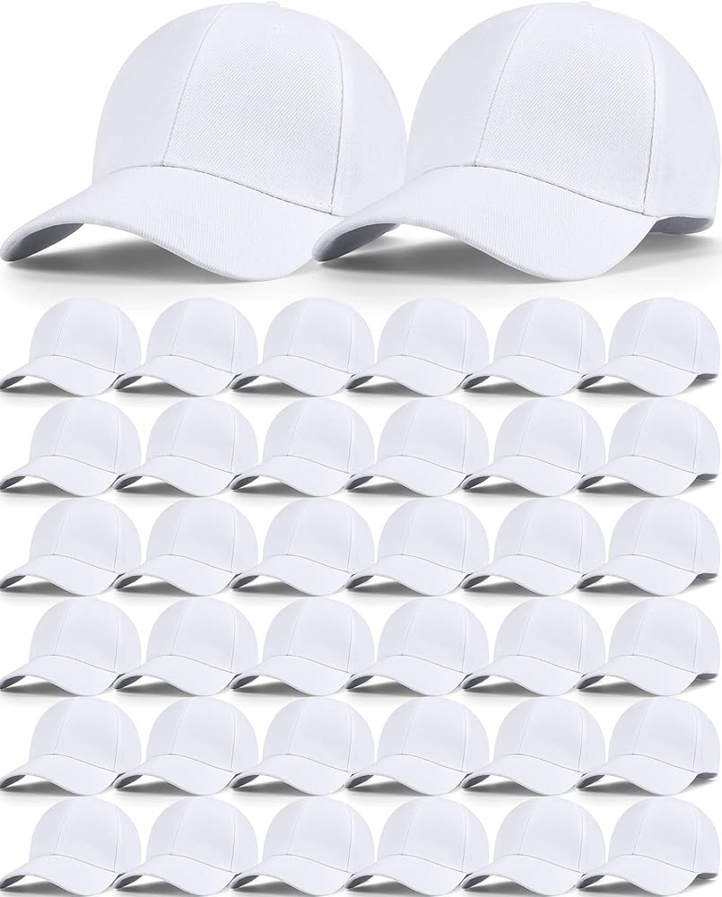 Foaincore 36 Pack Blank Baseball Cap Bulk Adjustable Back Strap Sublimation Hats Plain Unisex Trucker Hat for Men Women