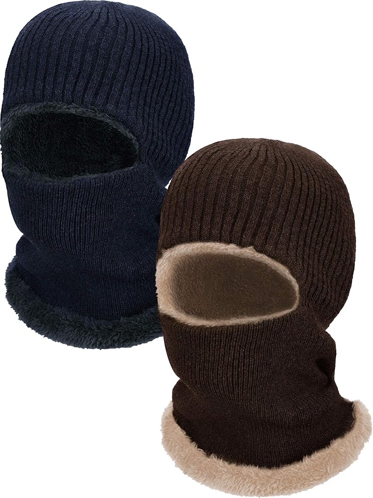 2 Pieces Winter Face Mask Ski Masks Warm Knitted Balaclava for Men Women Fleece Windproof Face Cover for Outdoor Sports