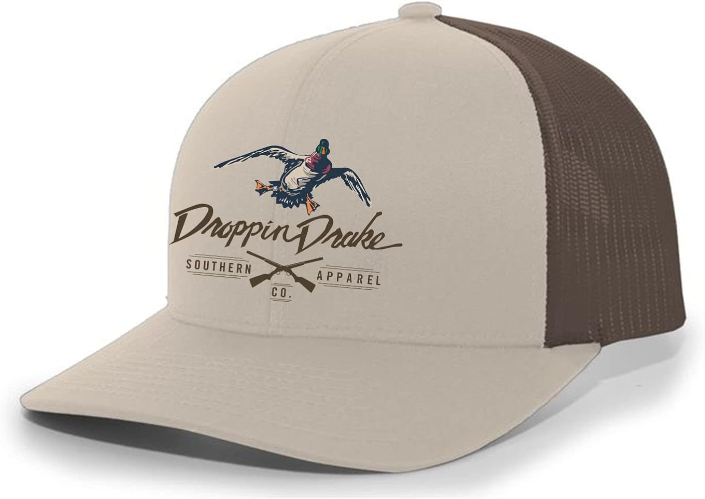 Droppin Drake Mallard Duck and Gun X Logo Mesh Back Trucker